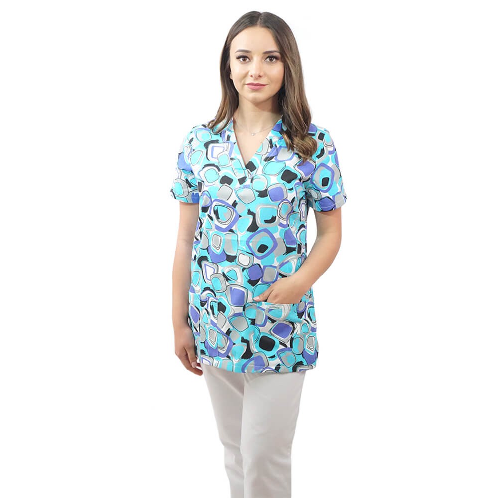Bluza medicala imprimata Lotus 1, Geometry Fun