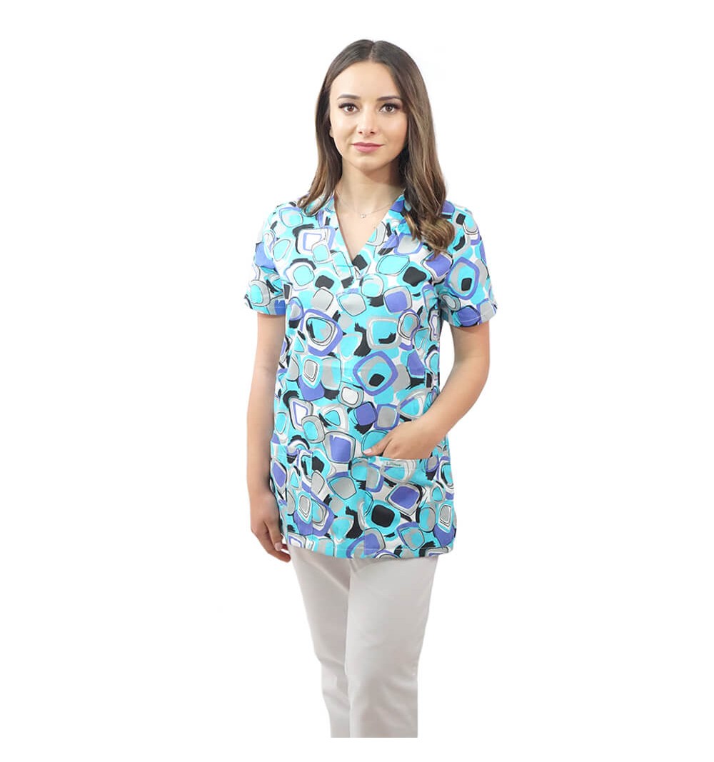 Bluza medicala imprimata Lotus 1, Geometry Fun