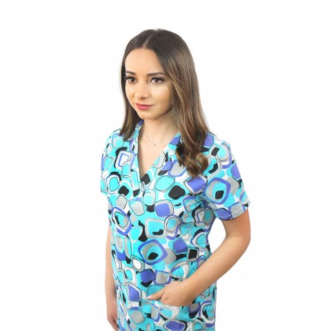 Bluza medicala imprimata Lotus 1, Geometry Fun