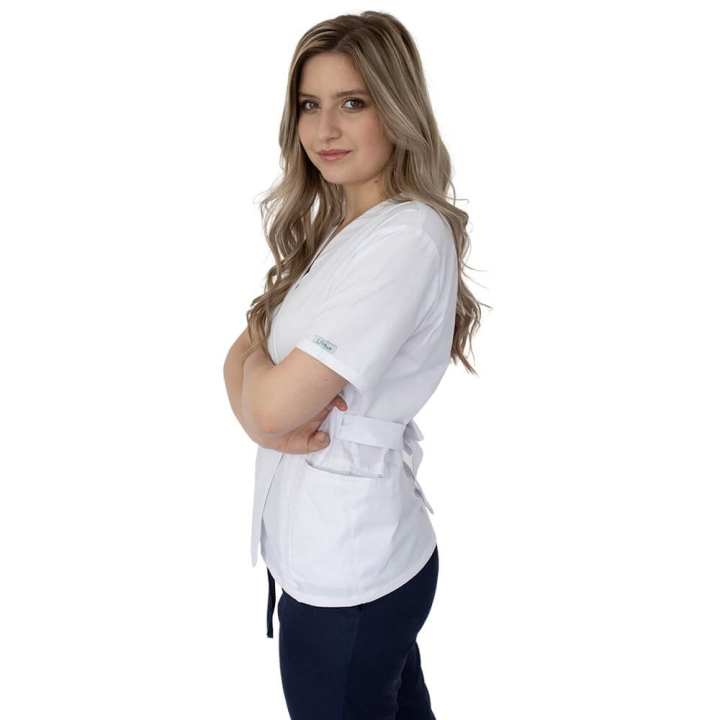 Bluza kimono cu maneca scurta Lotus 2, alb - imagine 2