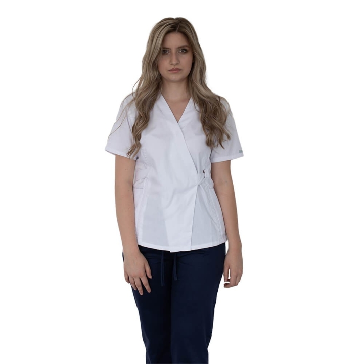 Bluza kimono cu maneca scurta Lotus 2, alb - imagine 5