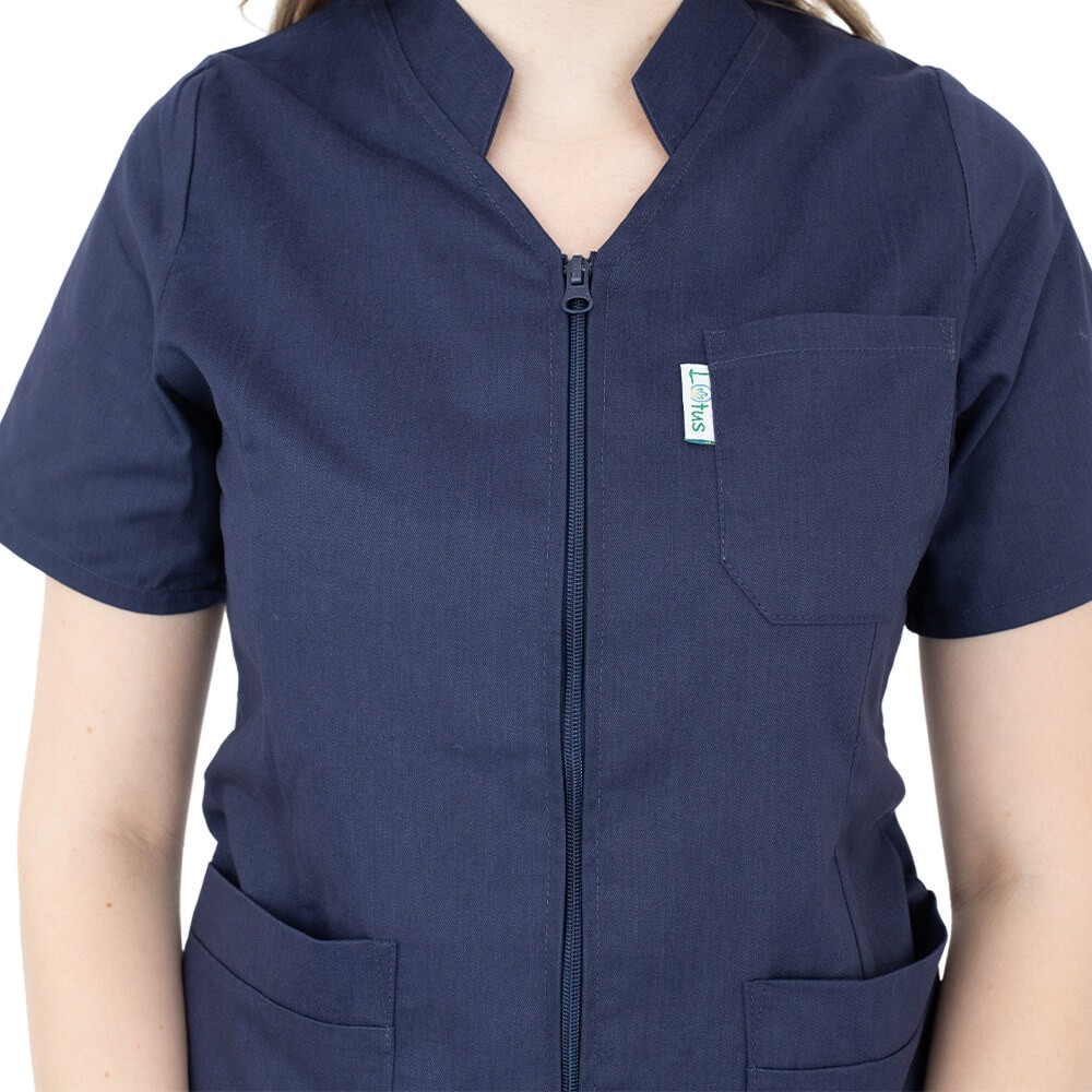 Bluza cu fermoar si guler romb, maneca scurta, Lotus 2