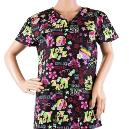 Bluza medicala imprimata Lotus 1, Love Each