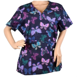 Bluza medicala imprimata Lotus 1, Tie Dye Butterfly