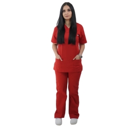 Costum medical Lotus 4, Basic 1, unisex, rosu