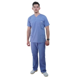 Costum medical Lotus 4, Basic 1, unisex, albastru ciel