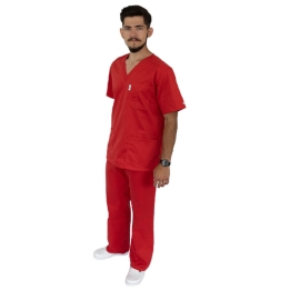 Costum medical unisex Lotus 4, Basic 2, rosu