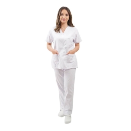 Costum medical unisex Lotus 4, Basic 2, alb