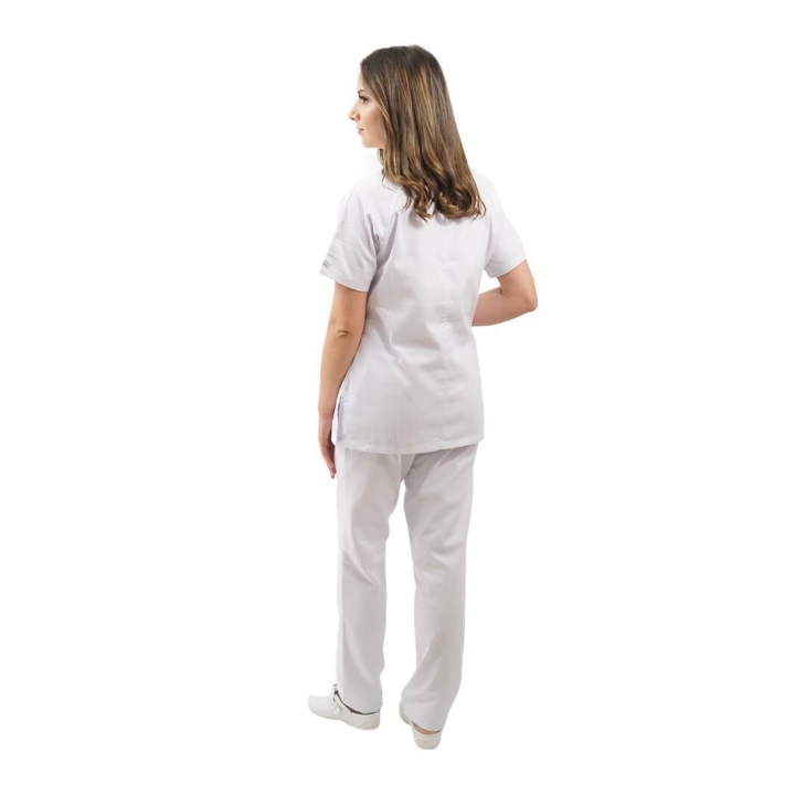 Costum medical unisex Lotus 4, Basic 2, alb - imagine 2
