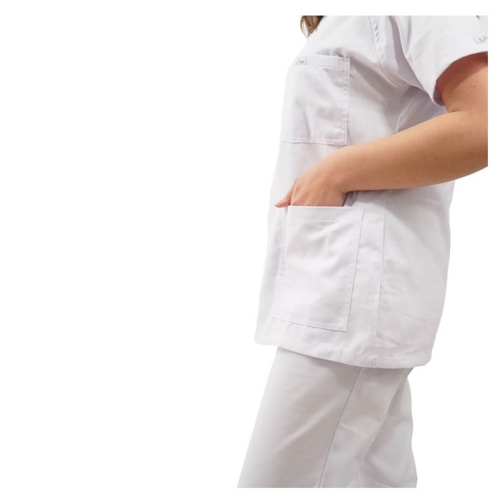 Costum medical unisex Lotus 4, Basic 2, alb - imagine 4