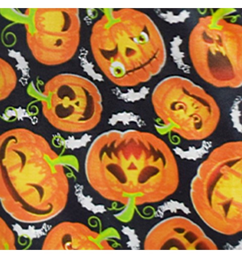 Bluza medicala imprimata, editie speciala de Halloween, Lotus 1, Freaky Pumpkin