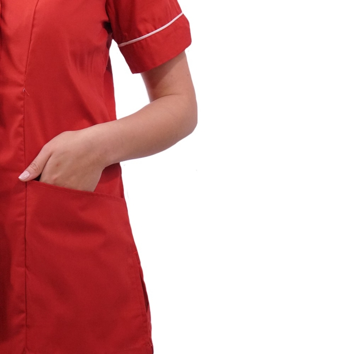 Bluza medicala fermoar/rever Lotus 1, LIR2, rosu - imagine 3