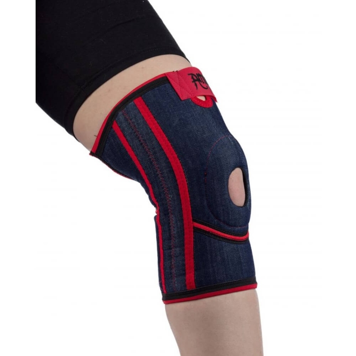 Orteza scurta de genunchi cu suport pentru rotula si ligamente, din jeans - ARJ2102 - imagine 1