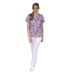 Bluza imprimata asimetrica, cu capse, Lotus 1, Pink Turtle
