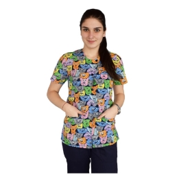 Bluza imprimata asimetrica, cu capse, Lotus 1, Tomcat