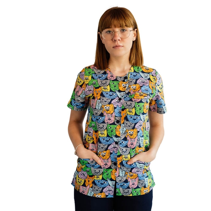 Bluza imprimata asimetrica, cu capse, Lotus 1, Tomcat - imagine 2