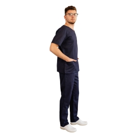 Costum medical Lotus 2, Basic 1, pantaloni cu snur, bleumarin