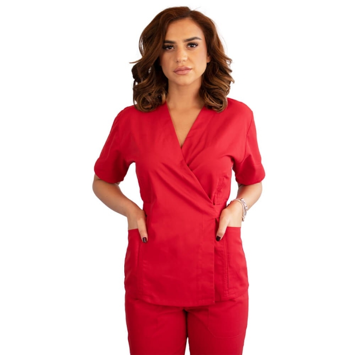Bluza kimono cu maneca scurta Lotus 2, rosu - imagine 4