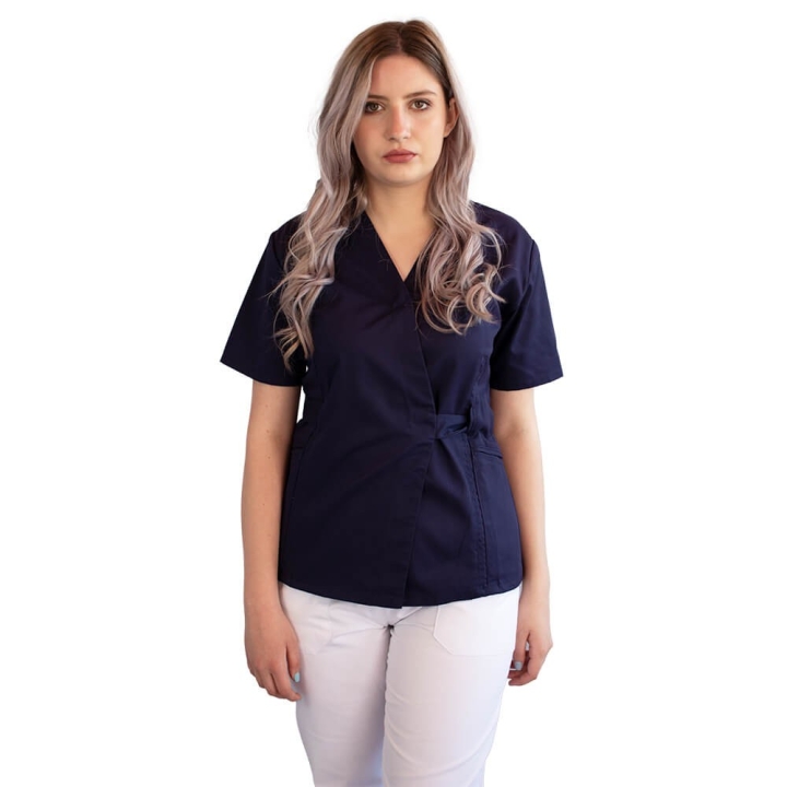 Bluza kimono cu maneca scurta Lotus 2, bleumarin - imagine 4