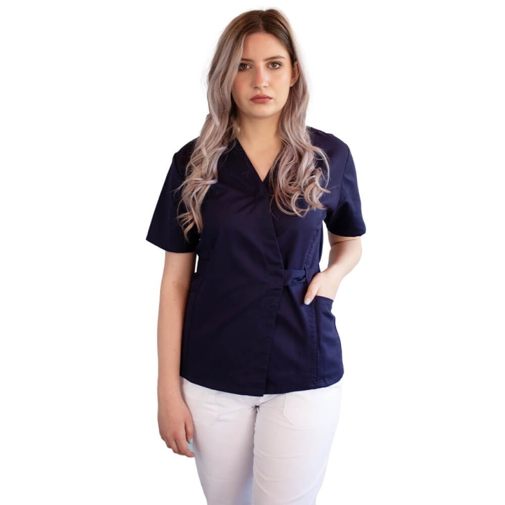 Bluza kimono cu maneca scurta Lotus 2, bleumarin - imagine 5