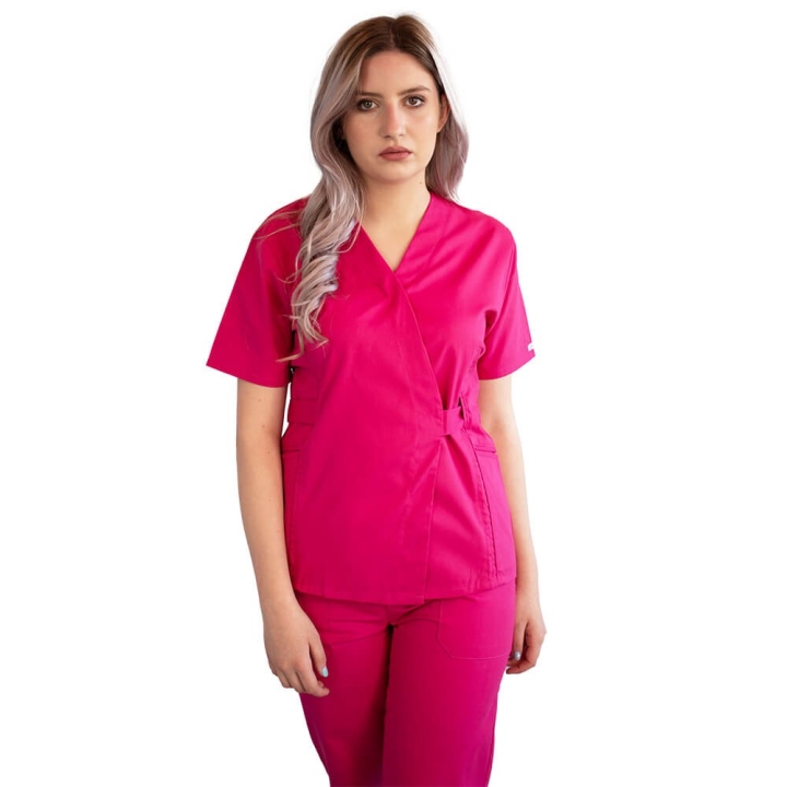 Bluza kimono cu maneca scurta Lotus 2, fucsia - imagine 4