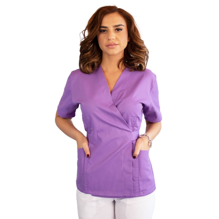 Bluza kimono cu maneca scurta Lotus 2, mov - imagine 2