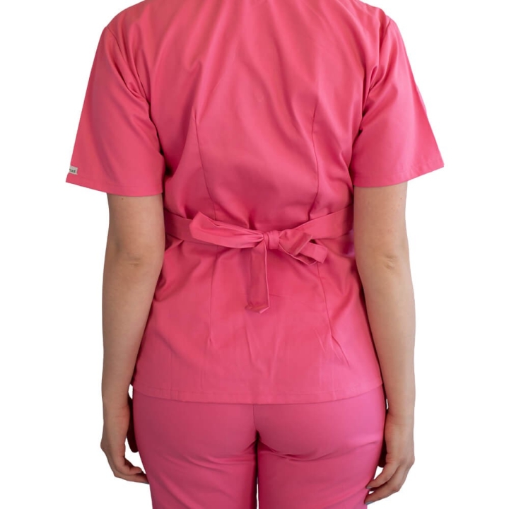 Bluza kimono cu maneca scurta Lotus 2, roz prafuit - imagine 4
