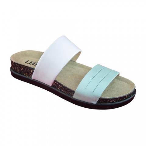 Sandale dama, de vara, din piele, Leon 1206, turcoaz