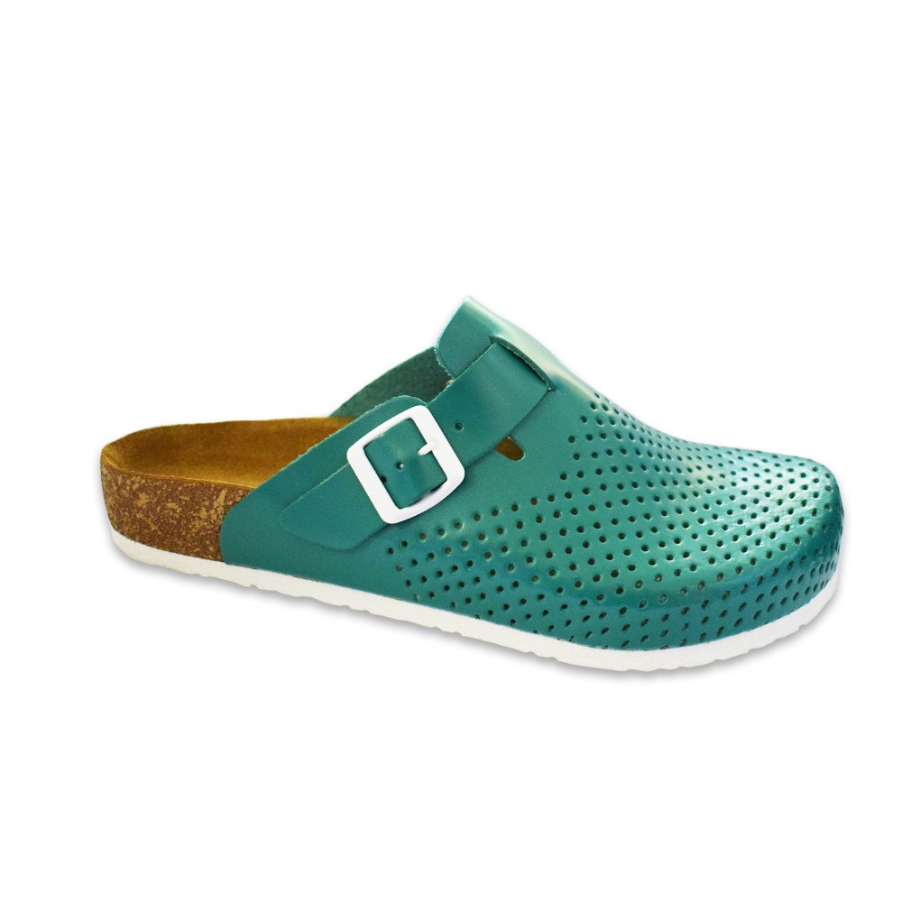 Saboti medicali, de barbati, din piele, verde, Leon 4700