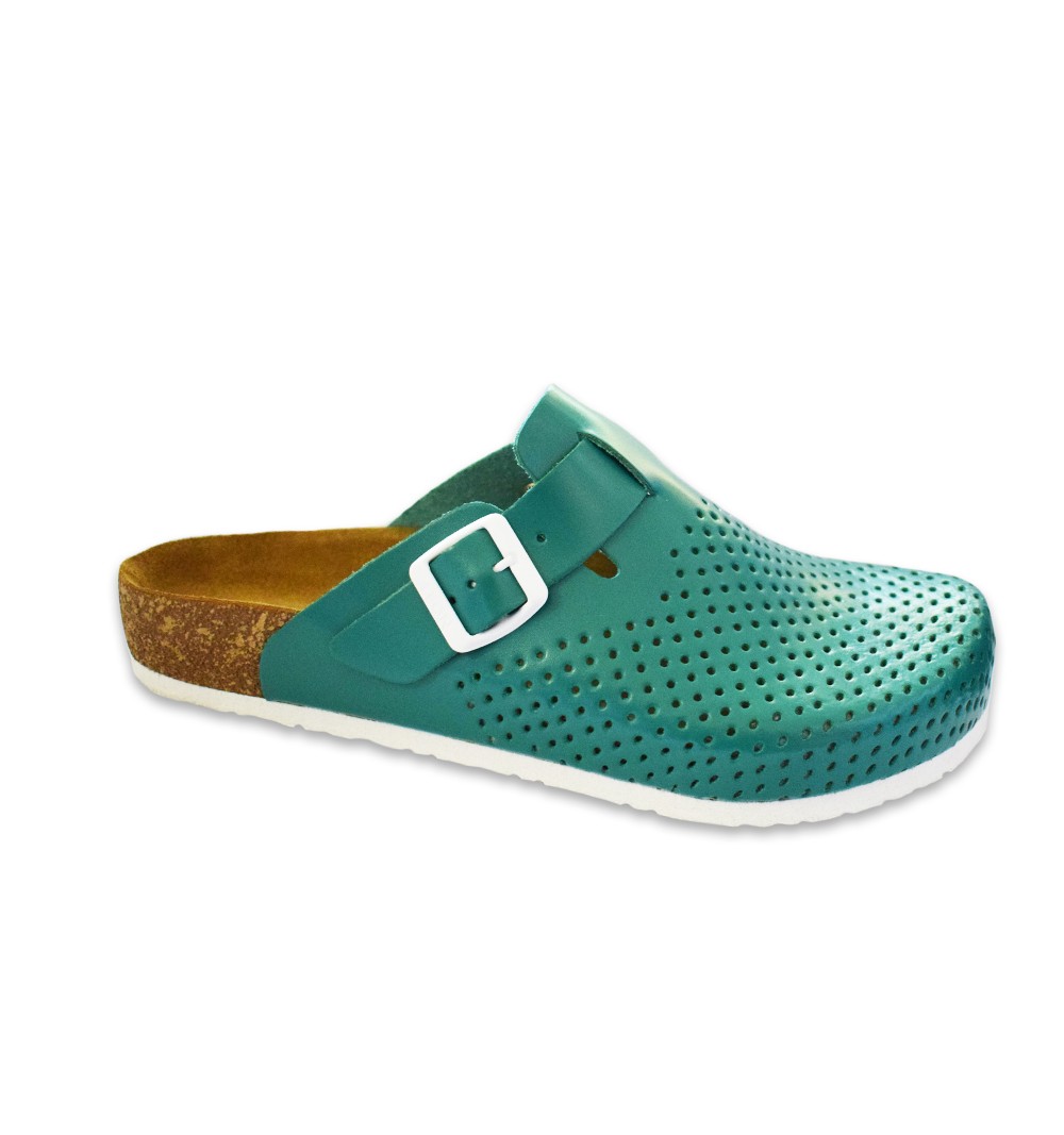 Saboti medicali, de barbati, din piele, verde, Leon 4700