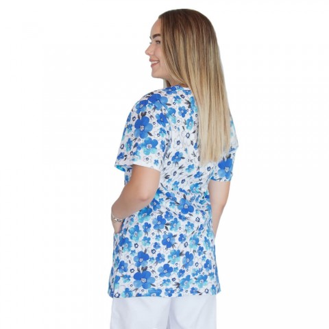 Bluza medicala imprimata, bumbac si elastan, Spring
