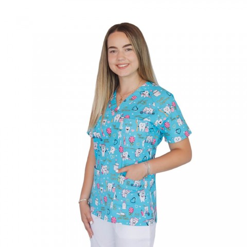 Bluza medicala imprimata Lotus 1, Twice a day