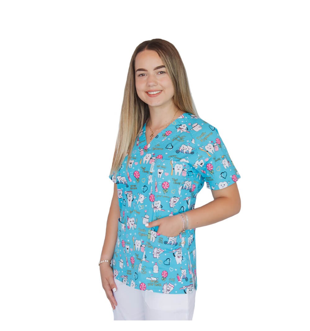 Bluza medicala imprimata Lotus 1, Twice a day