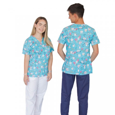 Bluza medicala imprimata Lotus 1, Twice a day