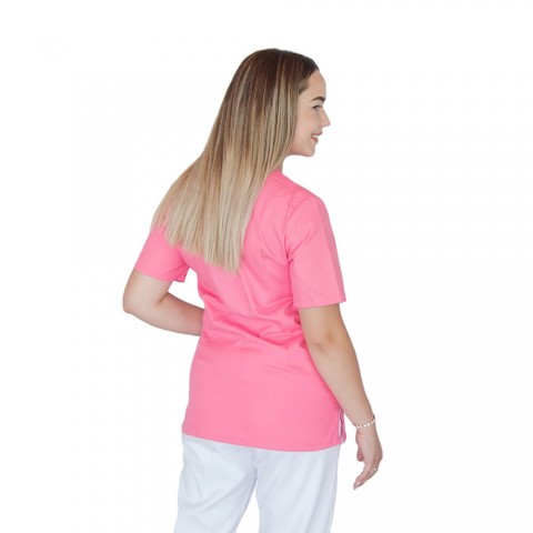 Bluza in V cu fermoar si maneca scurta, Lotus 2, roz