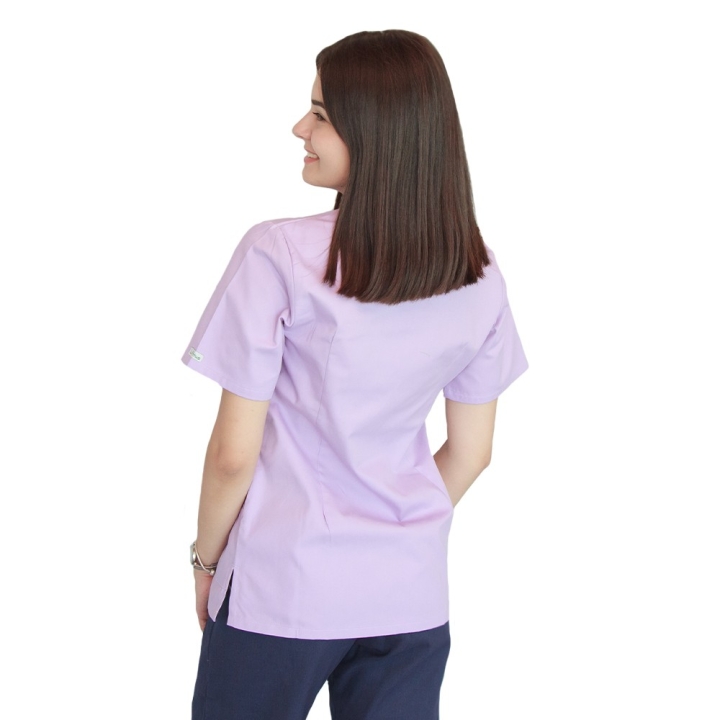 Bluza in V cu fermoar si maneca scurta, Lotus 2, lila - imagine 3