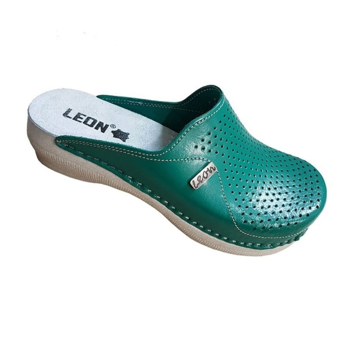 Saboti medicali, de dama, din piele, verde, Leon PU115 - imagine 1