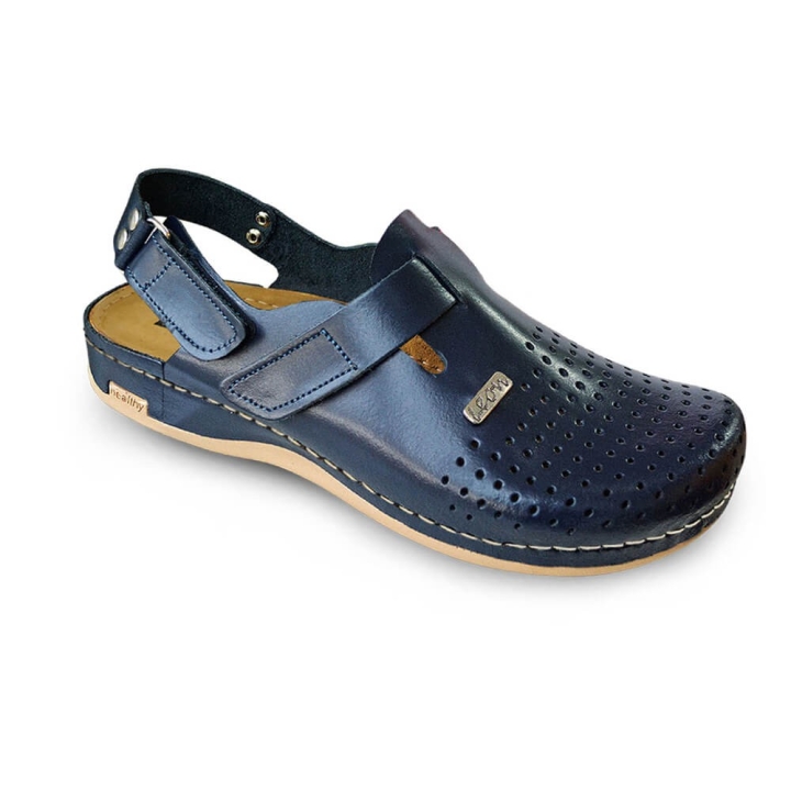 Saboti medicali, de barbati, din piele, bleumarin, Leon 701M - imagine 1