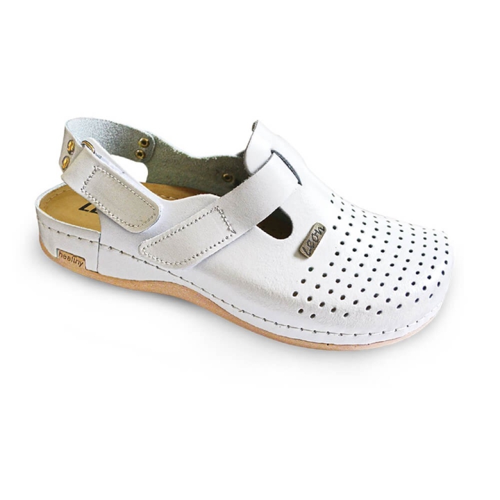 Saboti medicali, de barbati, din piele, alb, Leon 701M - imagine 7