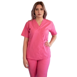 Bluza kimono cu maneca scurta Lotus 2, roz prafuit
