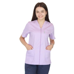 Bluza in V cu fermoar si maneca scurta, Lotus 2, lila