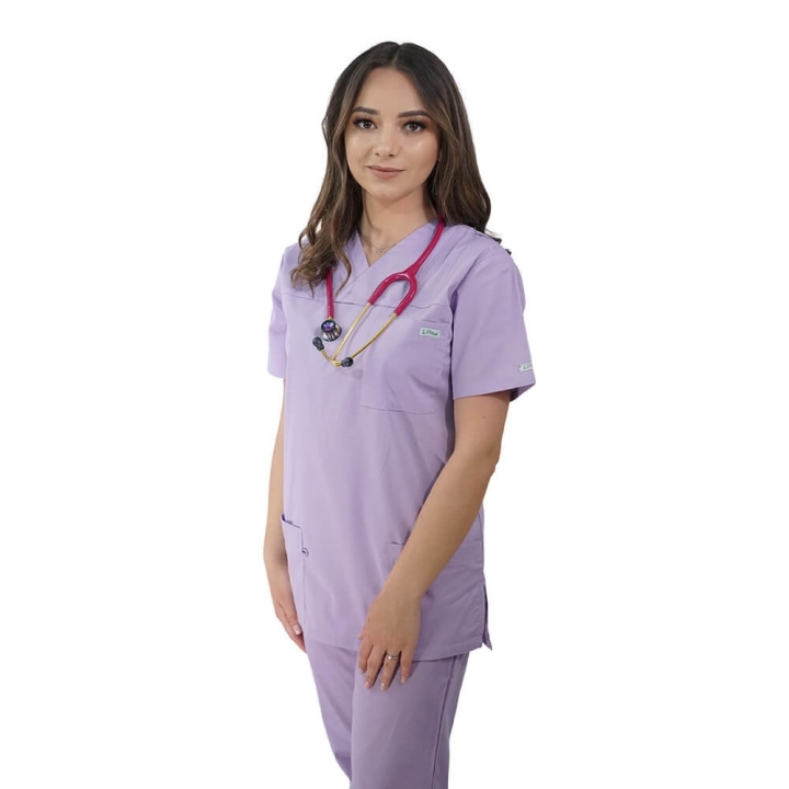 Costum medical Lotus 3, Basic 1 BBC, stretch, lila - imagine 3