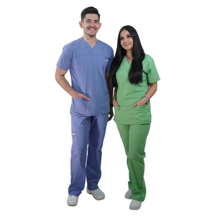 Costum medical Lotus 3, Basic 1 BBC, stretch, albastru ciel - imagine 2