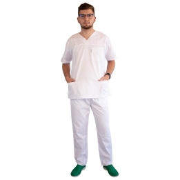 Costum medical Lotus 3, Basic 1 BBC, stretch, alb