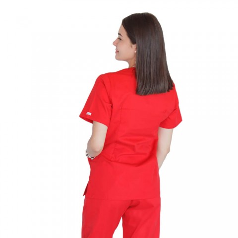 Bluza in V cu fermoar si maneca scurta, Lotus 3, BBC, rosu