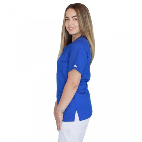 Bluza in V cu fermoar si maneca scurta, Lotus 3, BBC, albastru royal