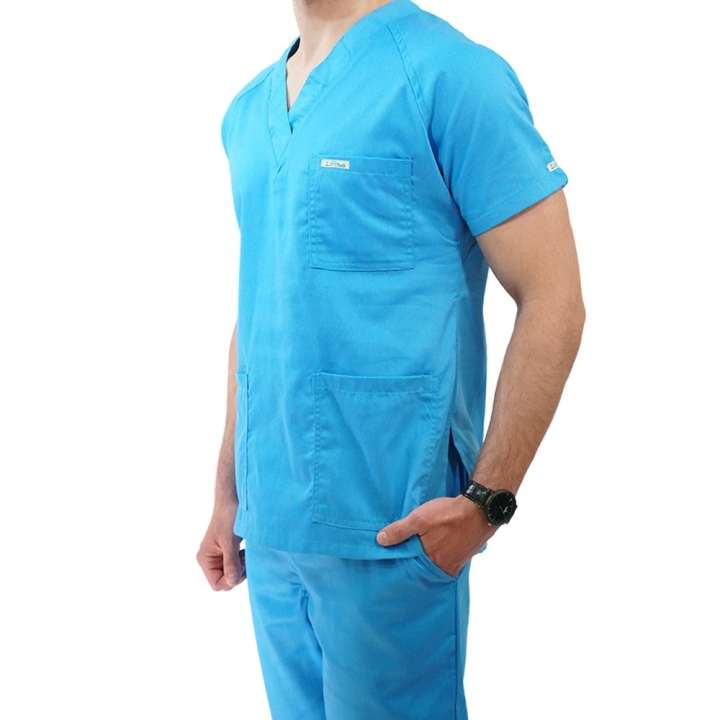 Costum medical Lotus 3, Basic 2, BBC, stretch, albastru deschis - imagine 2