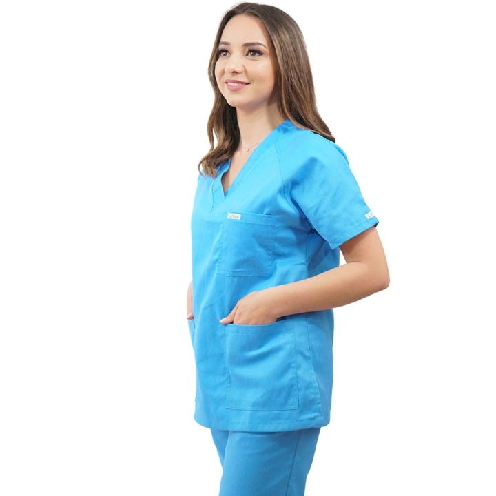 Costum medical Lotus 3, Basic 2, BBC, stretch, albastru deschis - imagine 4