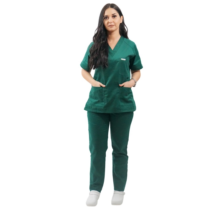 Costum medical Lotus 3, Basic 2, BBC, stretch, verde hunter - imagine 3