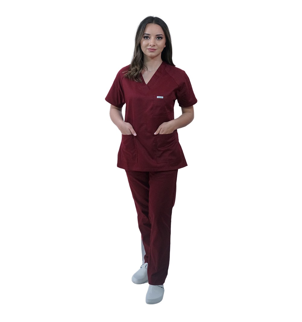 Costum medical Lotus 3, Basic 2, BBC, stretch, visiniu